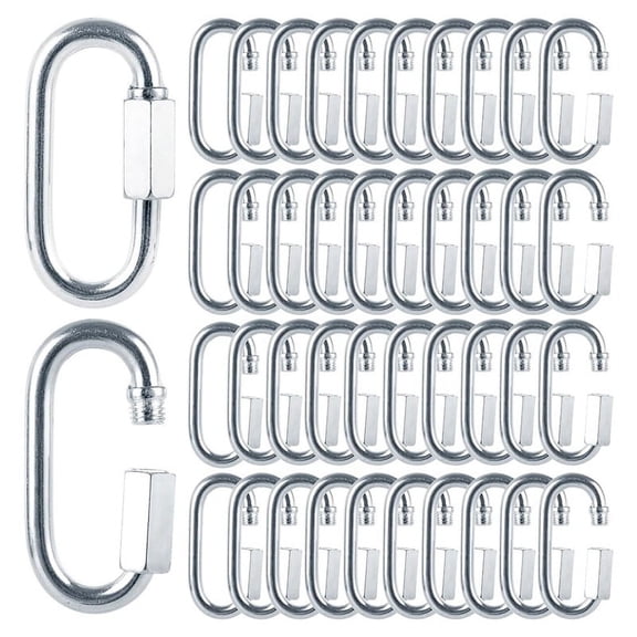 60Pcs Carabiner M6 Quick Link 6mm Chain Link, Galvanized Iron Chain Connector Heavy Duty Quick Link