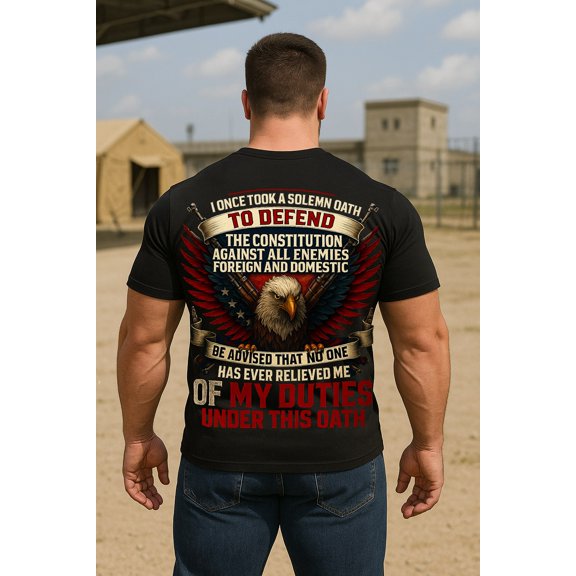 Trenditee Patriotic Eagle T-Shirt - Oath to Defend Constitution - American T-Shirt