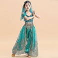 thumbnail image 2 of Disfraz de princesa Jasmine para niñas, conjunto de traje de danza del vientre indio, princesa árabe, disfraz de Carnaval de Halloween-c, 2 of 3