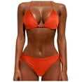 thumbnail image 2 of Women's Triangle Bikini Two Piece Halter Tie Side Bathing Suit Adjustable Halter Neck for a Custom Fit Side Ties Elongate Legs and Flatter Hips Orange XL, 2 of 3
