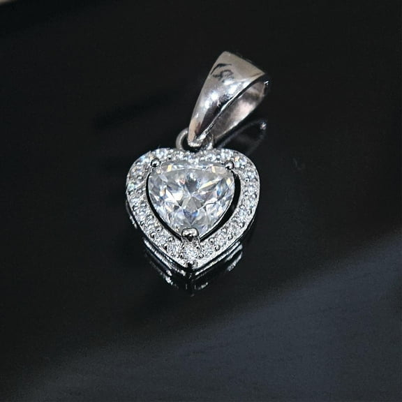Pori Jewelers Silver 925 0.91ct, Clarity VVS1 Color D, 6*6MM Prong Heart Shapped Moissanite Pendant Necklace - Simulated Diamond Gift for Woman