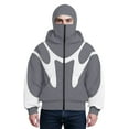thumbnail image 6 of Homeyce Balaclava Ninja Zipper Hoodie with Mask Zip Up Zip Jacket Ninja Double Hood Wind Resistant Jacket Hoodie with Balaclava Outdoor Athletic Hip Hop Y2k Streetwear,Gray L, 6 of 6