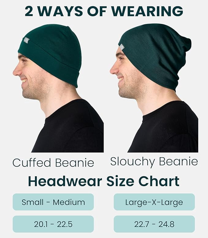 𝗦𝗢𝗙𝗧 Merino.tech Unisex Adult Merino Wool Beanie Hat - Cuff Beanie with Hiking Socks