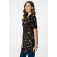 thumbnail image 4 of Roaman's Women's Plus Size Angelina Crinkle Crepe Y-Neck Short Sleeve Tunic, 4 of 6