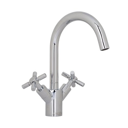 Chrome High Arc Double Handle Bathroom Faucet