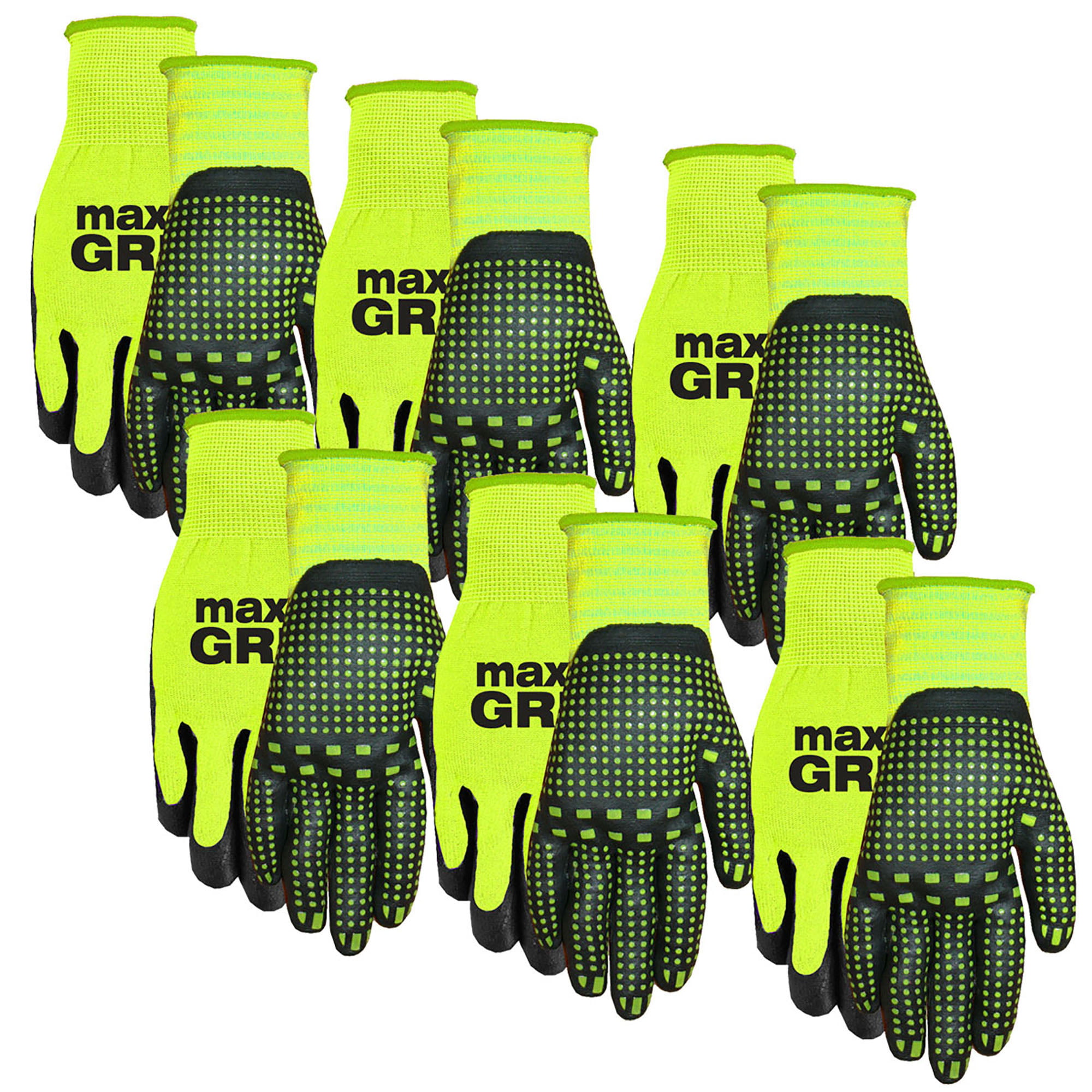 Midwest Gloves & Gear 93p06-sm-az-6 Max Grip 6PR Pack Ladies Green