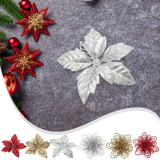 Ganfancp Encaje Polvos de Oro Flor de Navidad Guirnalda Vides Decorativas Árbol de Navidad Accesorios Liquidación Ventas Hoy Ofertas Prime 1X Flor