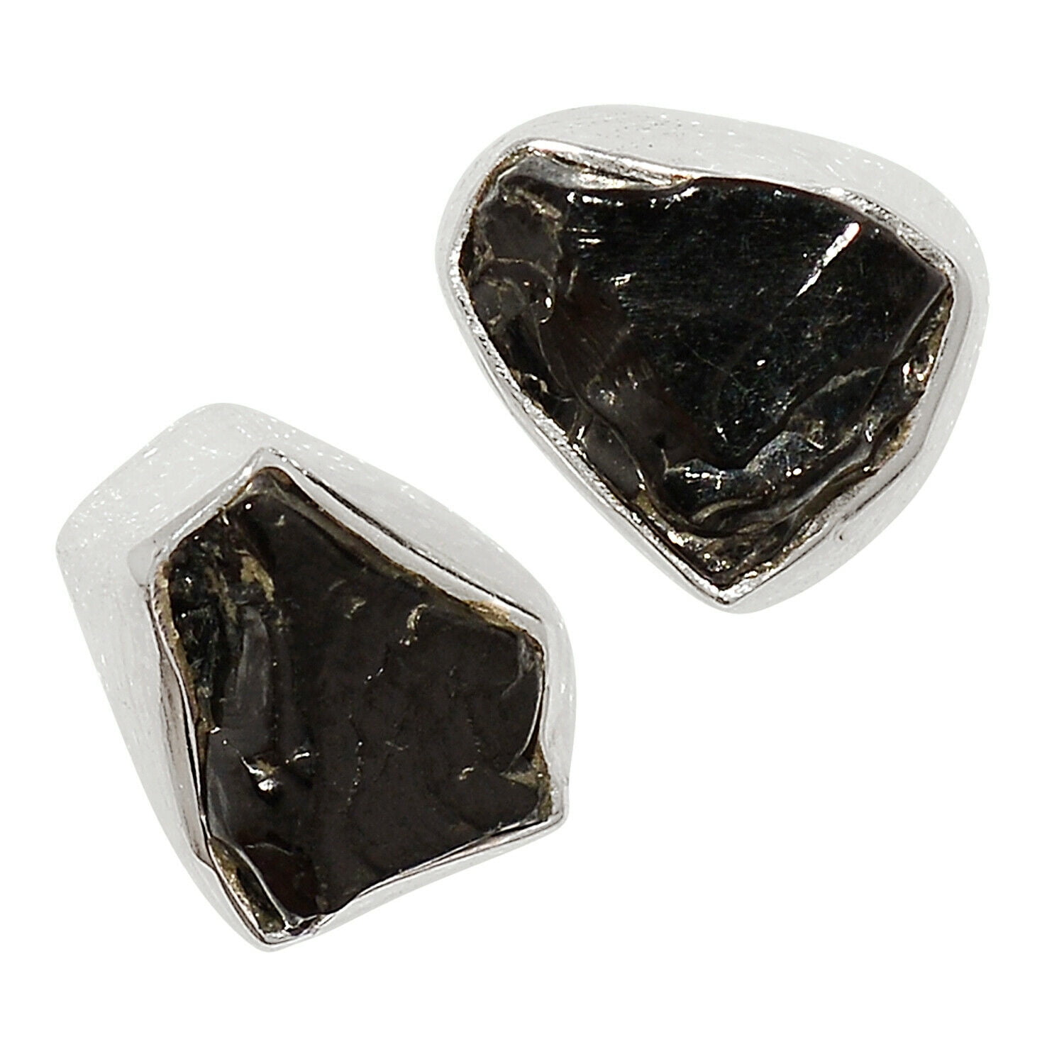 Shungite 925 Sterling Silver Earring - Stud Jewelry ALLE-1115