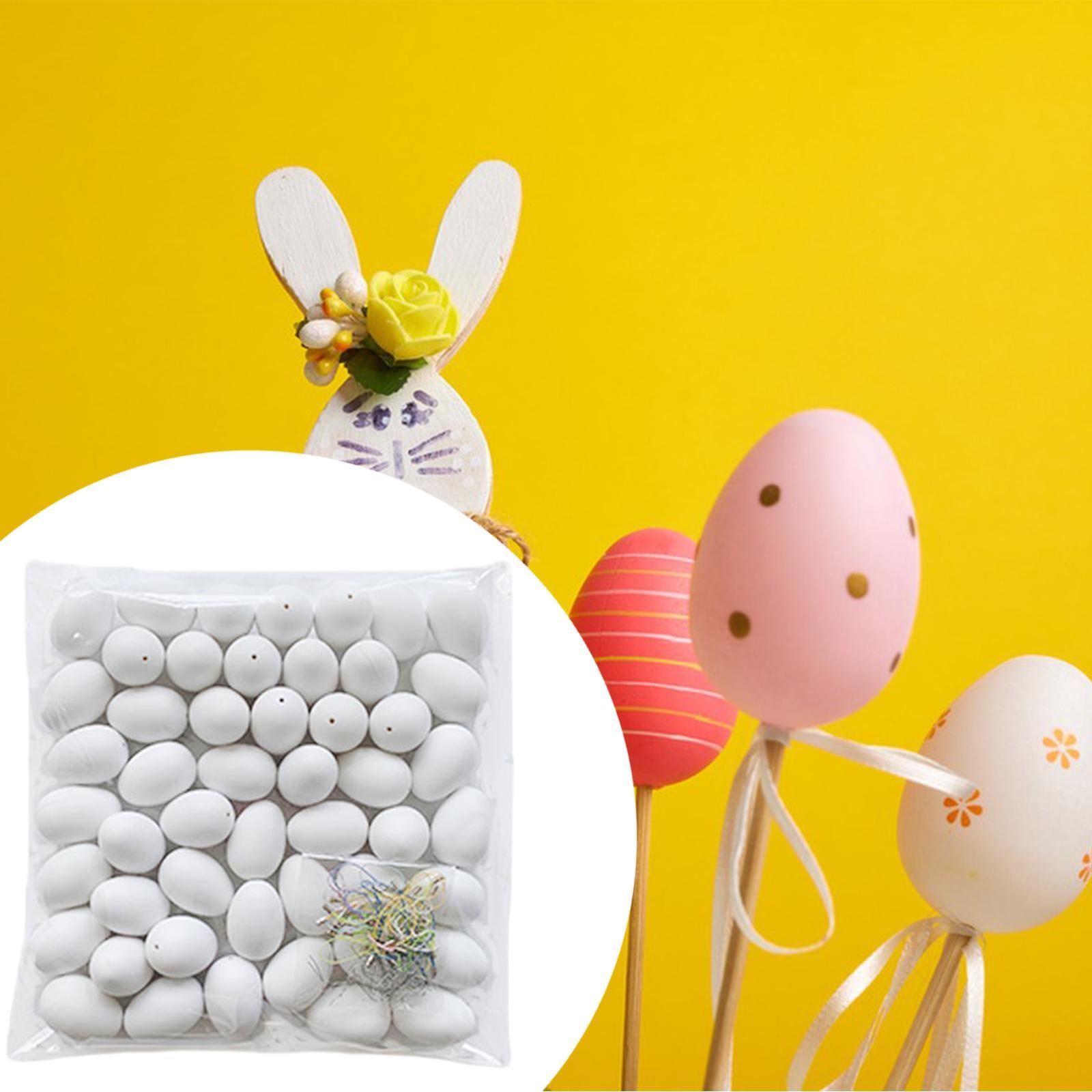 FVDPWYE Fake Eggs Easter Decor Blank Crafting Smooth DIY Crafts for School Projects Home White Hook 50