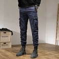 thumbnail image 2 of Defitshape Men's Cotton Cargo Pants Fall Tapered Leg Trousers Outdoor Tactical Pocket Trendy Spring Work Utility Pants Dark Blue 36, 2 of 5