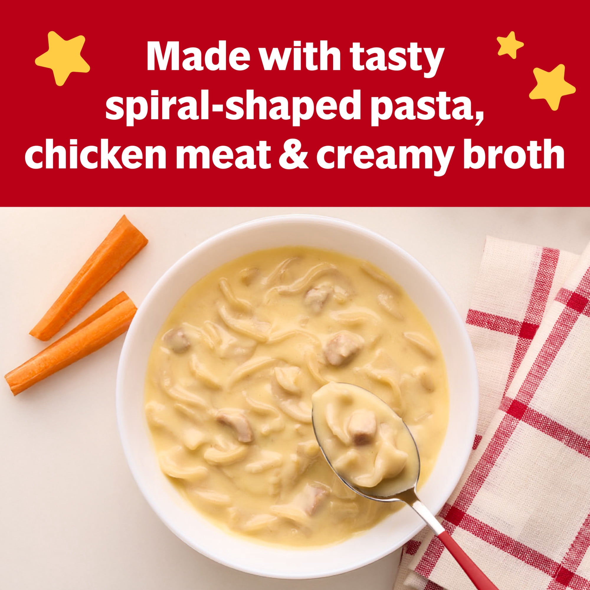 (12 pack) Campbell’s Condensed Kids Creamy Chicken and Twists Soup, 10.5 oz Can