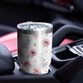 thumbnail image 5 of 30oz Pioneer Flower Floral Print Pattern Tumbler, Double Wall Vacuum Insulated Cup, BPA-Free Leak Proof Lid & Reusable Straws, Hot 12h, Cold 34h, 5 of 6