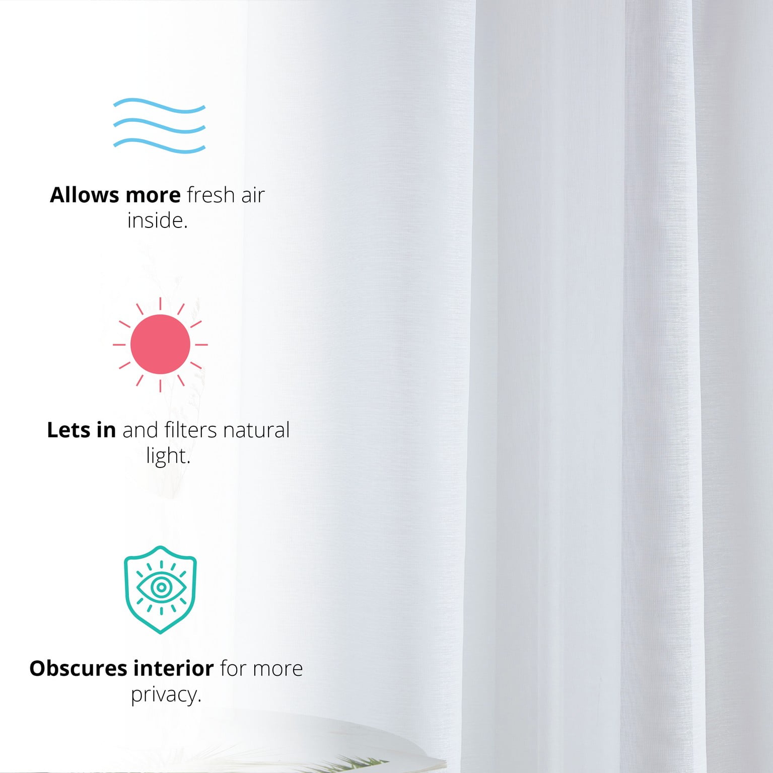 THD Vicky Semi Sheer Voile Window Curtain Grommet Top Panels for Bedroom & Living Room - Set of 2 (White, 54 W x 108 L per panel)