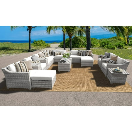 All Weather White Wicker - TK Classics Fairmont All-Weather Wicker 17 Piece Patio Conversation Set
