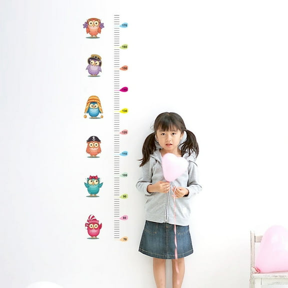 Augper Clearance Height Measurement Growth Chart Tree Wall Stickers, Cartoon Animals Owl Height Measure Decals,Removable DIY Art Murals for Kids Bedroom Baby Nursery Decoration