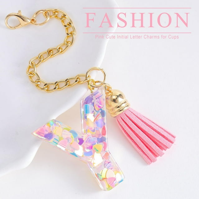 Jusqu'à 30 % de Rabais, Porte-Clés Lettre Initiale, Breloque de Poignée de Tasse, Matériau en Acier Inoxydable, Design Mignon, pour Femmes, Accessoire de Gobelet, Cadeau Personnalisé, Style Tendance Akmoler Liquidation et Promo