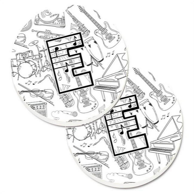 Carolines Treasures CJ2007-ECARC Letter E Musical Note Letters Set of 2 Cup Holder Car Coaster