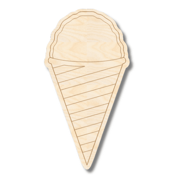 Unfinished Wood Etched Snow Cone Shape 10" / 1/4"