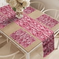 thumbnail image 2 of Ambesonne Pink White Table Runner & Placemats, Vintage Geometric, Placemat 4 pcs + Runner 12"x90", Dried Rose White, 2 of 2
