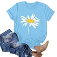 thumbnail image 5 of ATENAR Shirts for Women Crew Neck Shirts Short Sleeve Summer Tops Sky Blue S(US:4), 5 of 5