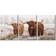 thumbnail image 4 of FCCUYE 3 Panel Canvas Wall Art Brown Scottish Highland Cattle Herd Wall Painting Canvas Artwork Wall Decor Posters and Prints Modern Canvas Art Stretched and Framed Ready to Hang, 60" Wx28 H, 4 of 6