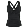 thumbnail image 2 of Firpearl Women's Black Underwire Tankini Top Swimwear Twist V Neck Swimsuits for Big Busted Tummy Control Swim Top Only US16, 2 of 7