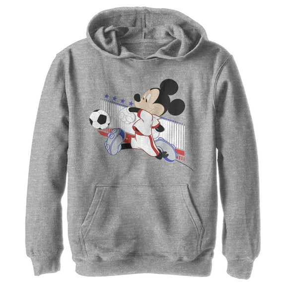 Boy's Mickey & Friends Mickey Mouse Soccer France  Pull Over Hoodie Athletic Heather X Large