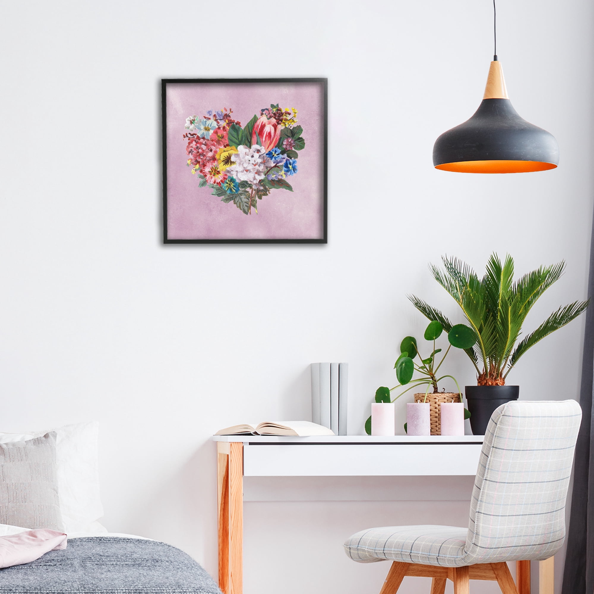 Stupell Industries Heart Shaped Garden Blooms Black Framed Giclee Art, design by Melissa Wang