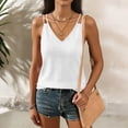 thumbnail image 2 of Erwazi Women's Solid Color Crew Neck Double Strap Cami Sleeveless Slim Fit Casual Trendy Tank Top, 2 of 6