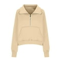 thumbnail image 6 of Qwertyu Womens Sweatshirts Half Zip Fleece Quarter Zipper Pullover Hoodies 2025 Mock Neck Fall Workout Jacket Khaki 2XL, 6 of 6