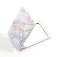thumbnail image 2 of Compact Mirror Square Pu Leather Makeup Mirror for Purses Small Pocket Mirror Portable Hand Mirror Double-Sided with 2 x 1x Magnification for Woman Mother - Pink Marble, 2 of 6