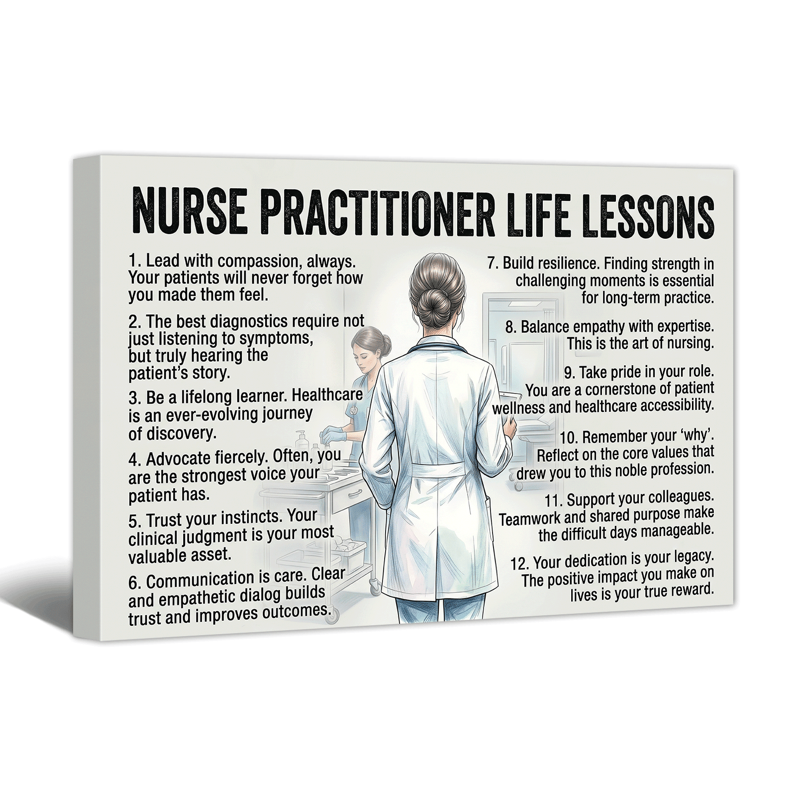 Nurse Inspiring Quote Canvas Wall Art, Medical Office Decor, Gifts for Nurse Practitioners & LPNs, Retirement, Promotion & Work Anniversary Presents