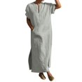 thumbnail image 4 of Bohemian Loose Mens Maxi Kaftan, Split Hem Pocket Linen Long Robe, Soft Breathable Fabric for Resort Wear, Travel and Home Casual Outfits Green XL, 4 of 6