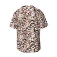 thumbnail image 4 of Balery Brown Sloth Men's Casual Button Down Shirt Short Sleeve Textured Summer Cuban Beach Shirts-Small, 4 of 7