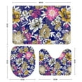 thumbnail image 3 of GZHJMY Bathroom Mat set of 3， Watercolor Flowers Fabric Pattern on navy 3 Pieces Bath Mats Set for Bathroom, Vintage Style Non-Slip Washable Cover Floor Rug Decorations for Kitchen Bathroom Bedroom, 3 of 6