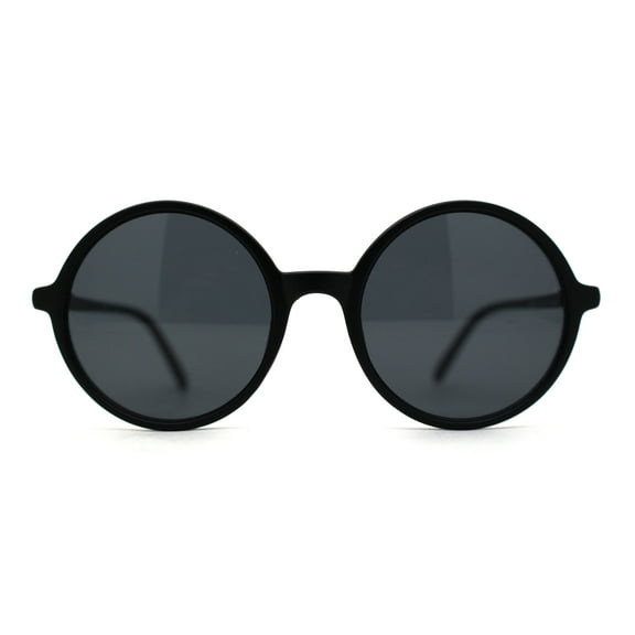 Round Circle Lens Wizard Plastic Mod Fashion Sunglasses Matte Black