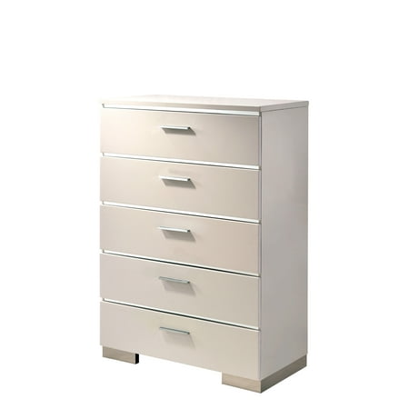 Quaker Contemporary 5 Drawer Chest Glossy White Walmart Com