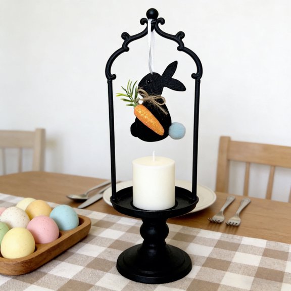 Black Black Felt Bunny And Carrot Ornament For Easter Decor Hanging Decoration For Holiday Home And Party Supplies