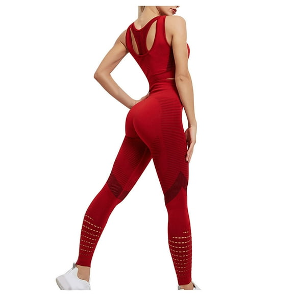 Besolor Casual Workout Sets Two Piece Outfits for Women Crop Tank Top Breathable High Waist Yoga Leggings Active Wear