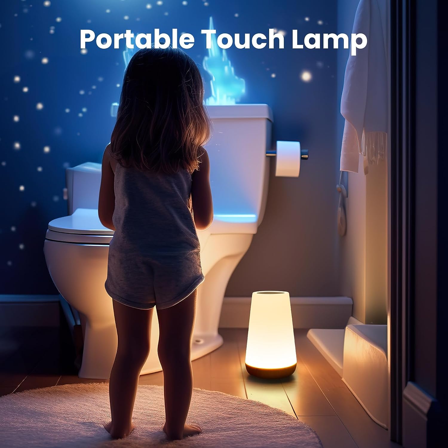 Night Light, Dimmable Touch Lamp for Bedroom, Portable Table Bedside Lamp, 5 Brightness & 13 RGB Colors, Night Lights for Bedroom/Baby Nursery/Bathroom/Hallways/Living Room