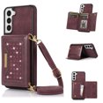 thumbnail image 1 of ELEHOLD Crossbody Wallet Case for  Samsung Galaxy S23, RFID Blocking Card Holders Bling Diamond Sparkle Design Detachable Shoulder Strap for Girls Women Purse Case,Winered, 1 of 8