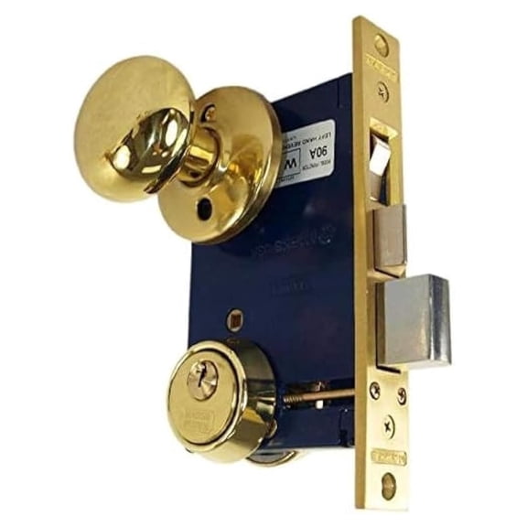 Marks 22AC RHR Double Cylinder Iron Gate Ornamental Mortise Lock Set with 2-1/2" Backset
