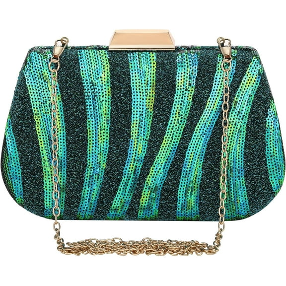 Women Evening Handbag Beaded Sequin Peacock Clutch Bag Crossbody Purse Shoulder Party Vintage Handbag Prom
