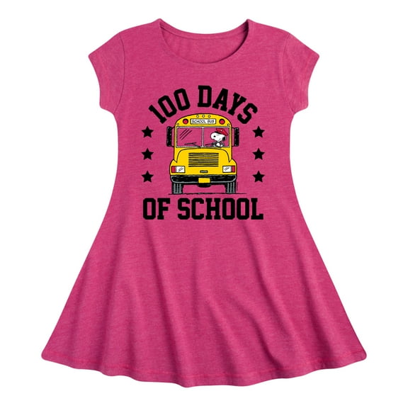 Peanuts - Snoopy One Hundred Days Of School - Toddler & Youth Girls Fit & Flare Dress