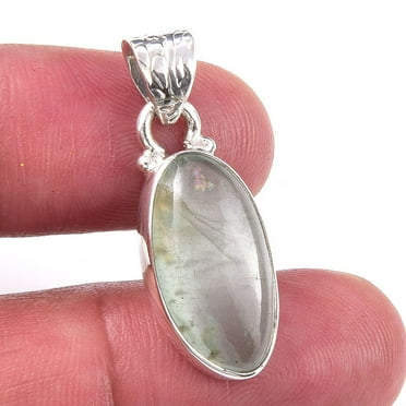 Natural Aquamarine Gemstone 925 Solid Sterling Silver Jewelry Pendant 1.25"