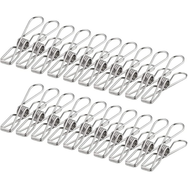Ropa blanca, pinzas para la ropa y bolsos metálicos con pinzas de acero inoxidable | Colgante, a prueba de viento, contra la oxidación, para exterior, casa, cocina, baño, jardín, balcón | 100 piezas Ormromra YQ-0676
