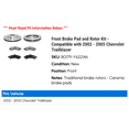thumbnail image 2 of Front Brake Pad and Rotor Kit - Compatible with 2002 - 2005 Chevy Trailblazer 2003 2004, 2 of 2