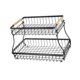 thumbnail image 5 of Cesta de frutas de dos niveles, soporte para almacenar verduras con asas de madera y estructura metálica. Negro, 5 of 9
