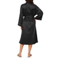 thumbnail image 3 of INSPIRE CHIC Womens Silky Satin Robes Lightweight Jacquard Full Length Soft Casual Kimono Bathrobe Sleepwear Bridal Dressing Gown 2XL Black, 3 of 6