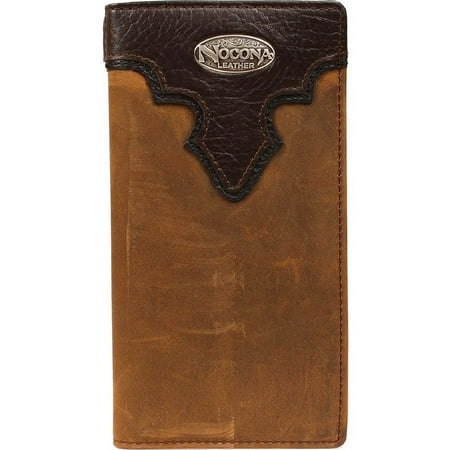 Nocona Men's Rodeo Slim Fit Double Layer Scallop Design Wallet Medium Brown Distressed